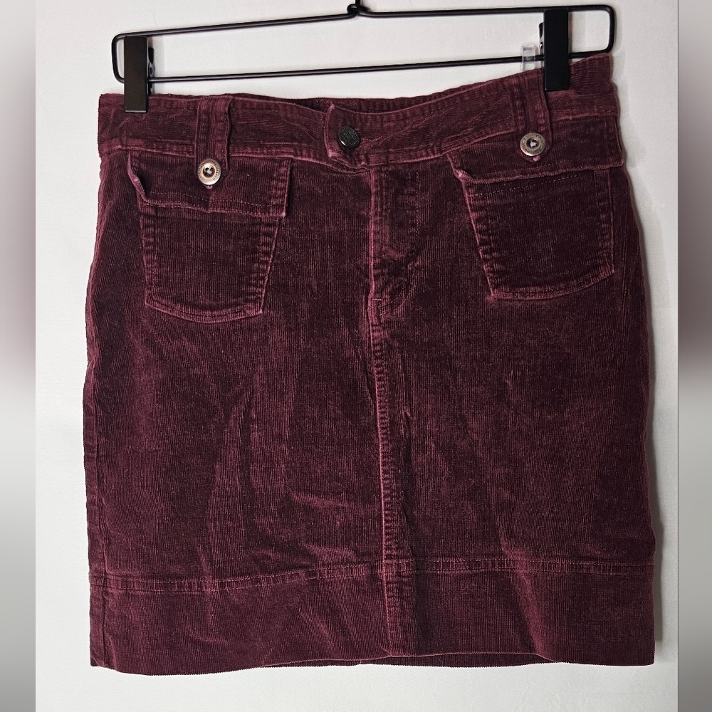 EUC Patagonia Women's Corduroy Mini Skirt Maroon Sz 2 Organic Cotton Y2K 90s - Picture 2 of 11
